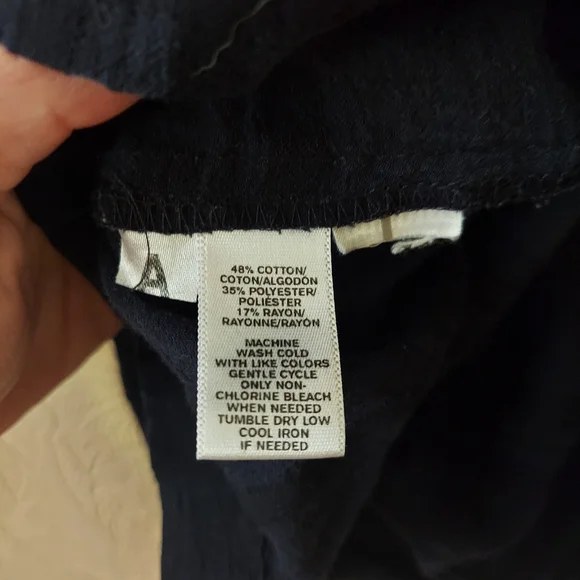 LOFT blue popover blouse subtle windowpane print Sz Small - Picture 5 of 9